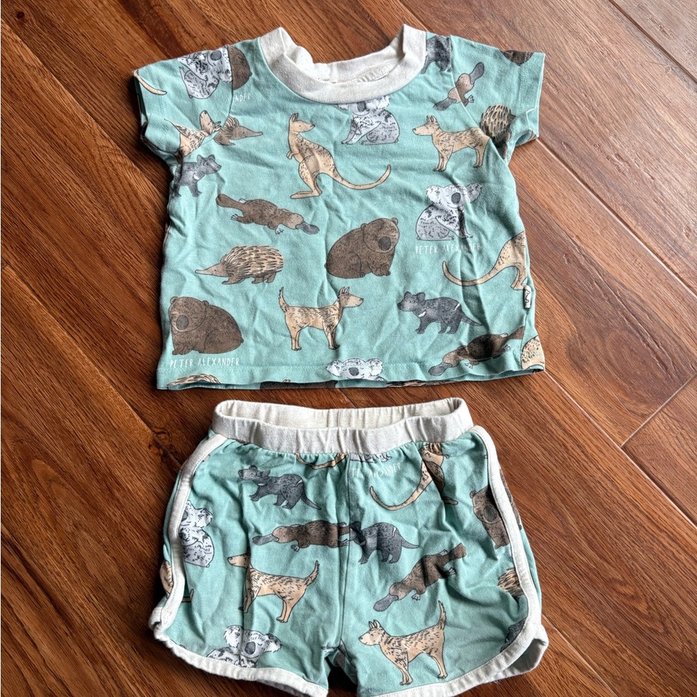 Peter Alexander Teal Animal Print Baby Pajama